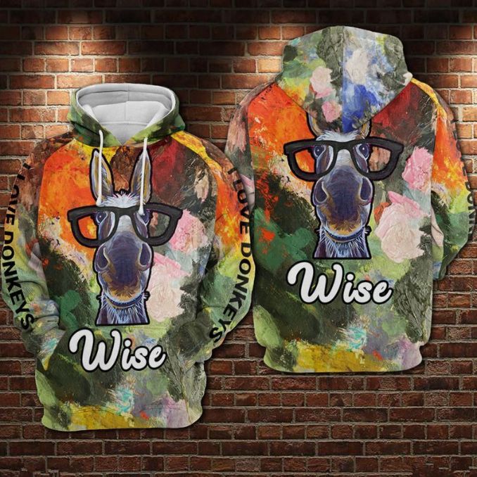 Wise Donkey Over Print 3d Zip Hoodie