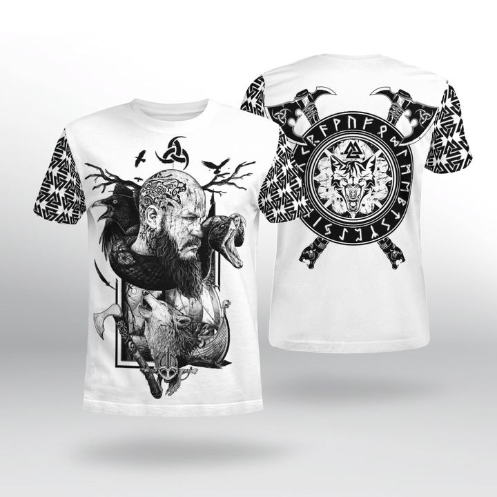 Wolf And Rune Viking 3d T Shirt Zip Hoodie
