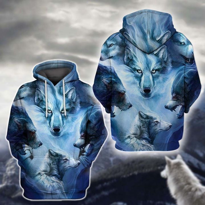 Wolf Lover Blue 3d Zip Hoodie