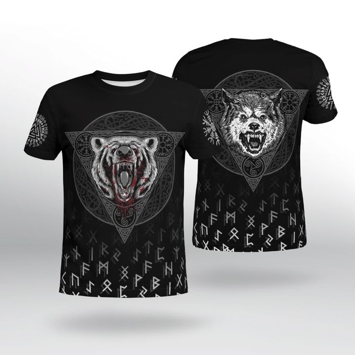 Wolf Vegvisir Rune Viking 3d T Shirt Zip Hoodie