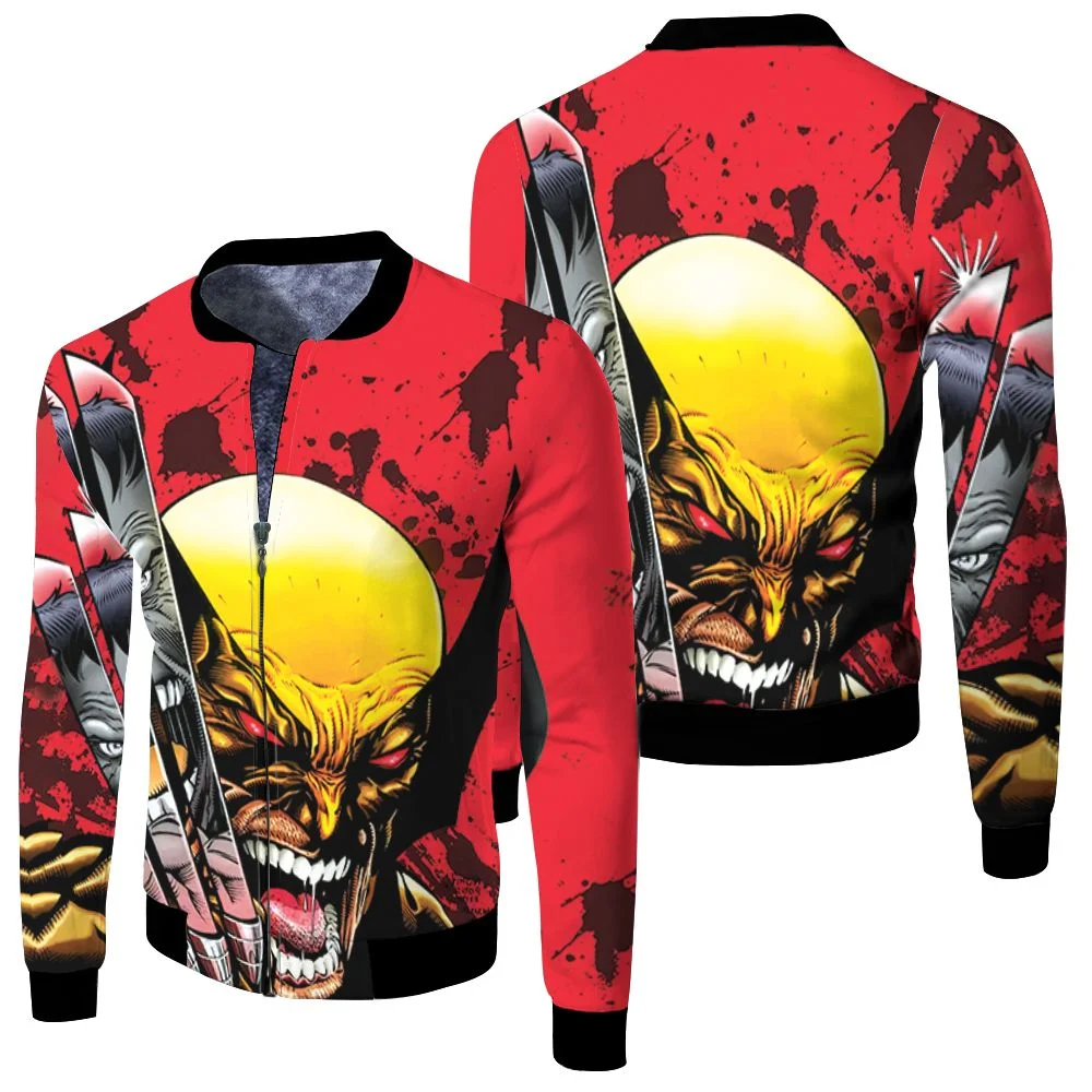 Wolverine With Claws Vs Hulk 3d Jersey Fleece Bomber Jacket