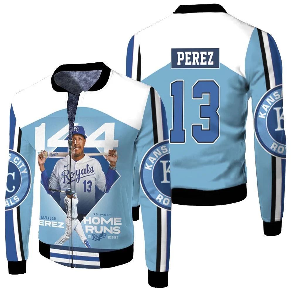 13 Perez Kansas City Royals City Fleece Bomber Jacket
