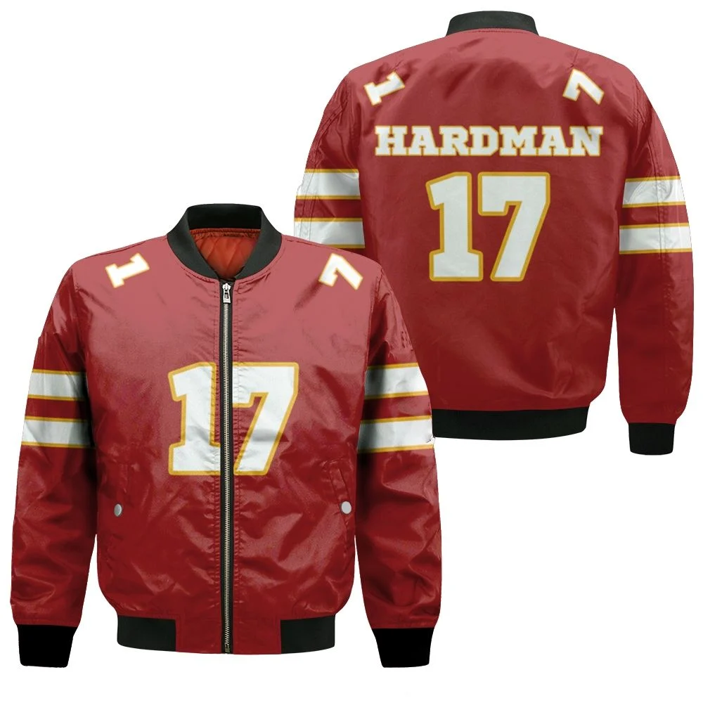 17 Mecole Hardmanl Kannas City Jersey Inspired Style Bomber Jacket