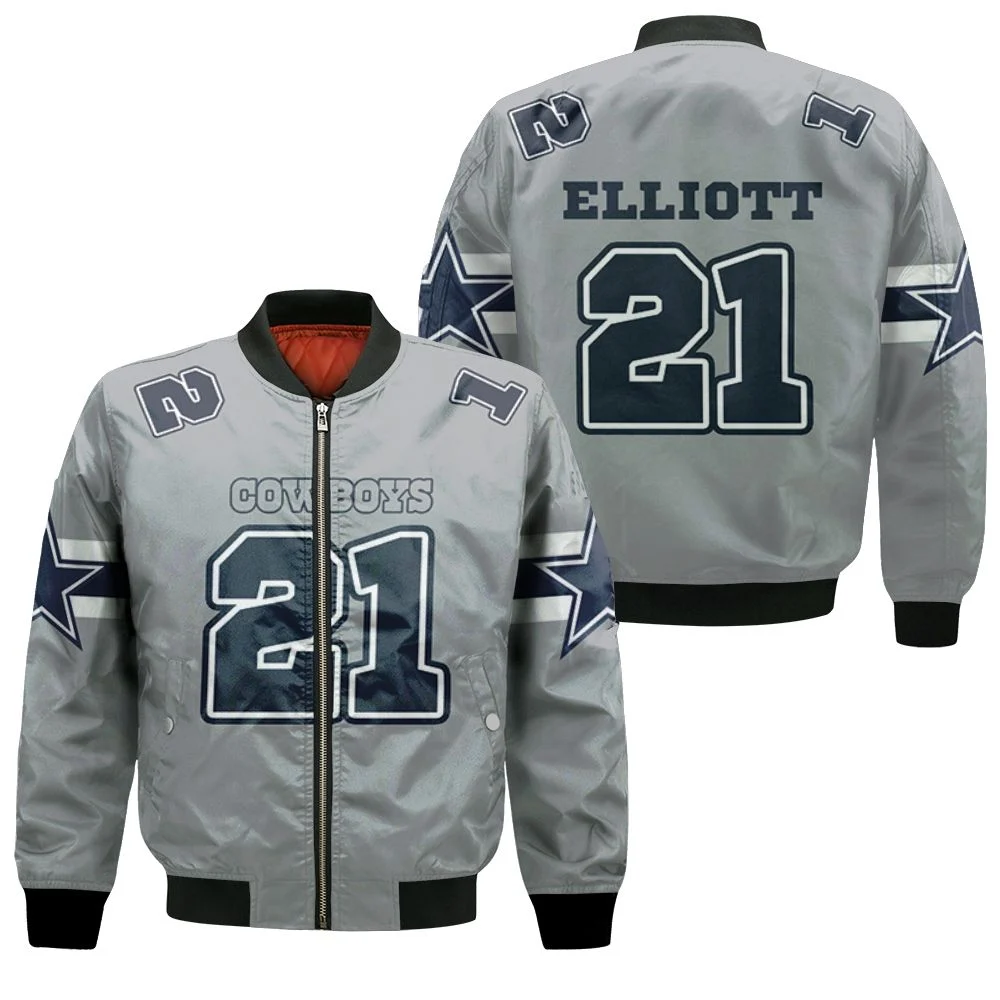 21 Ezekiel Elliott Cowboys Jersey Inspired Style Bomber Jacket