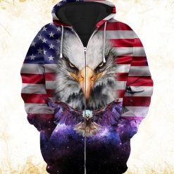 4th Of July Independence Day American Eagle 3  3d  Zip  Hoodie