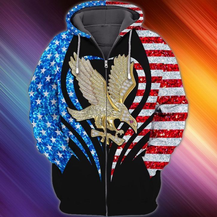4th Of July Independence Day American Eagle  3d  Zip  Hoodie