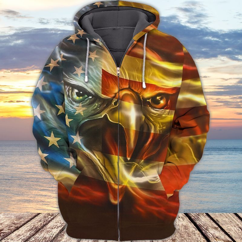 4th Of July Independence Day American Eagle Give 3d Zip Hoodie