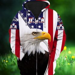 4th Of July Independence Day American Eagle Usa 3d Zip Hoodie