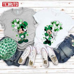 Disney Mickey Minnie Shamrock Happy St Patricks Day Matching T-Shirt