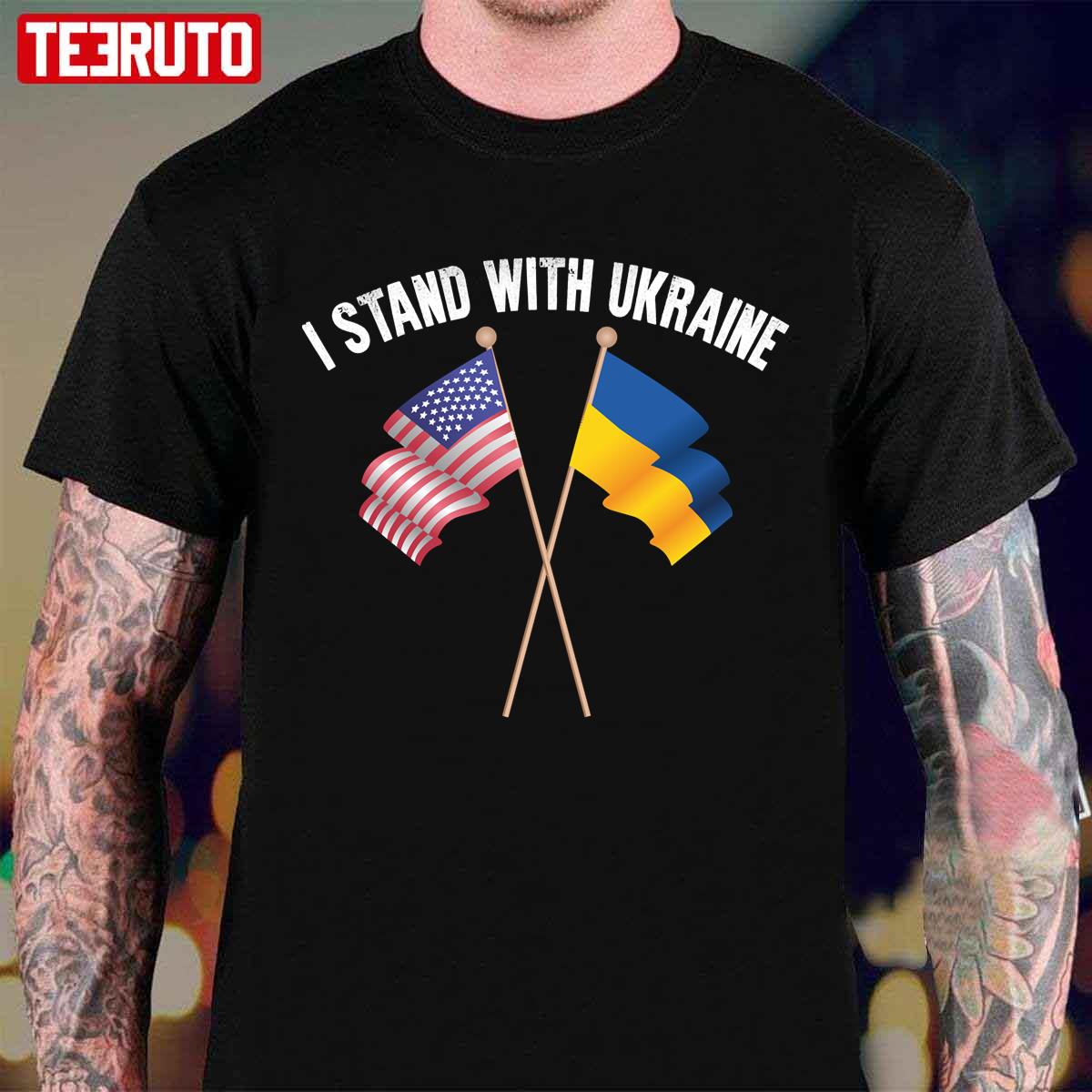 America Flag Support Ukraine Stand With Ukraine Unisex T-Shirt