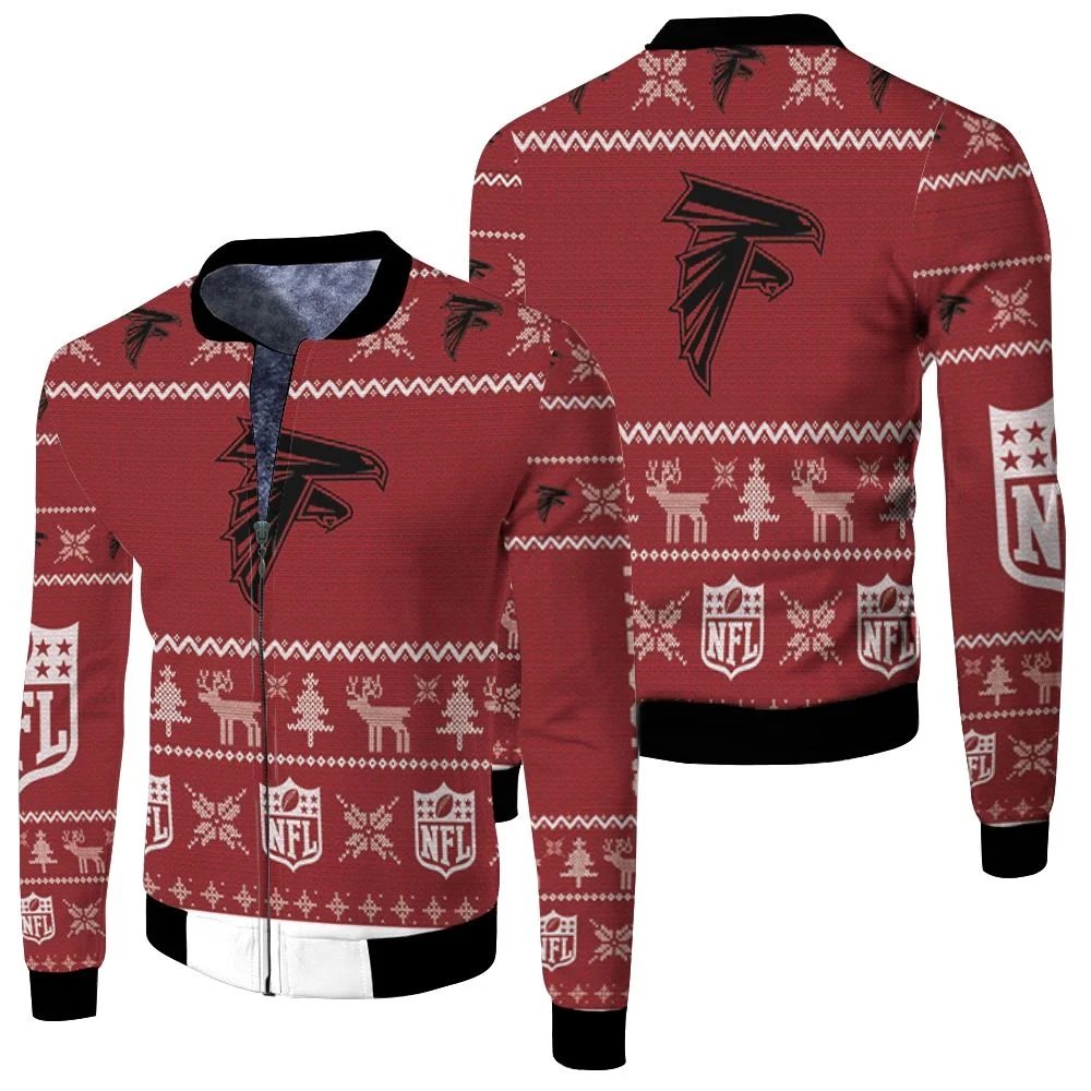 Atlanta Falcons Ugly Sweatshirt Christmas 3d Fleece Bomber Jacket