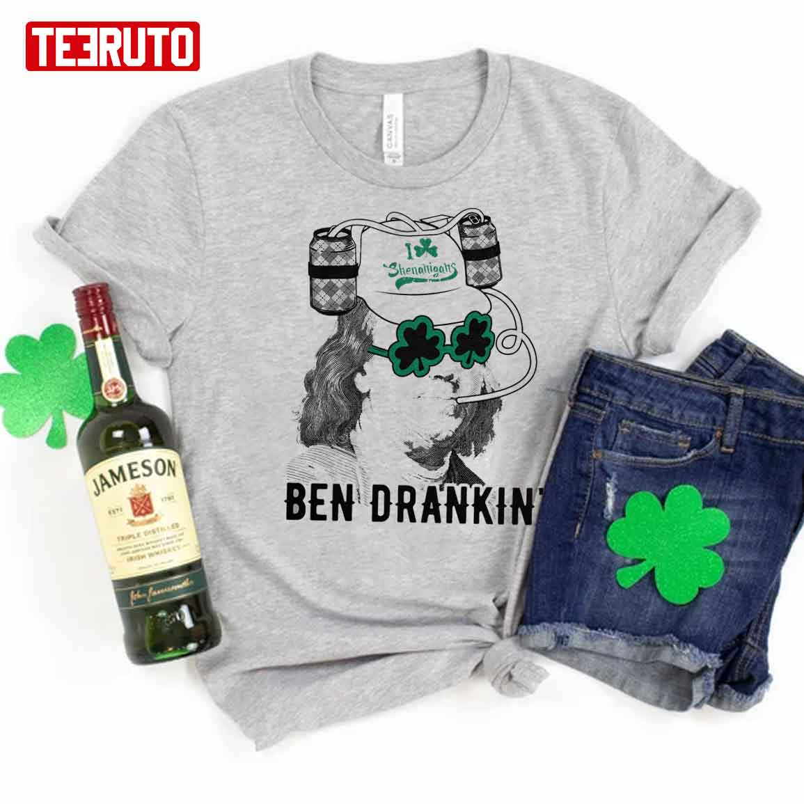 Benjamin Franklin Shenanigans Shamrock St Patrick Day T-Shirt