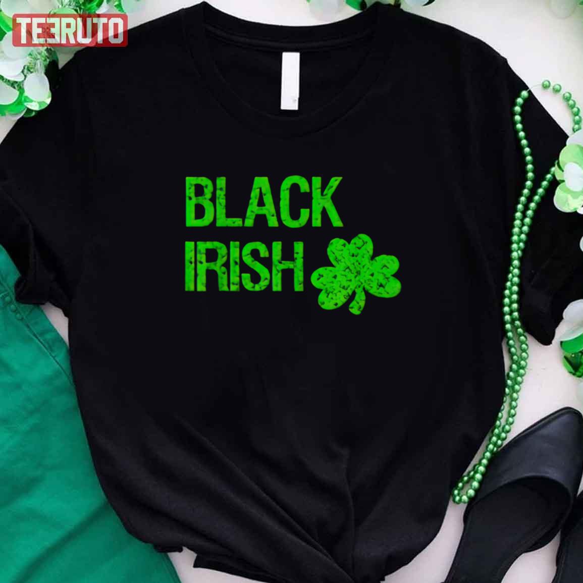 Black Irish St. Patrick’s Day Bright Green Logo Unisex T-Shirt