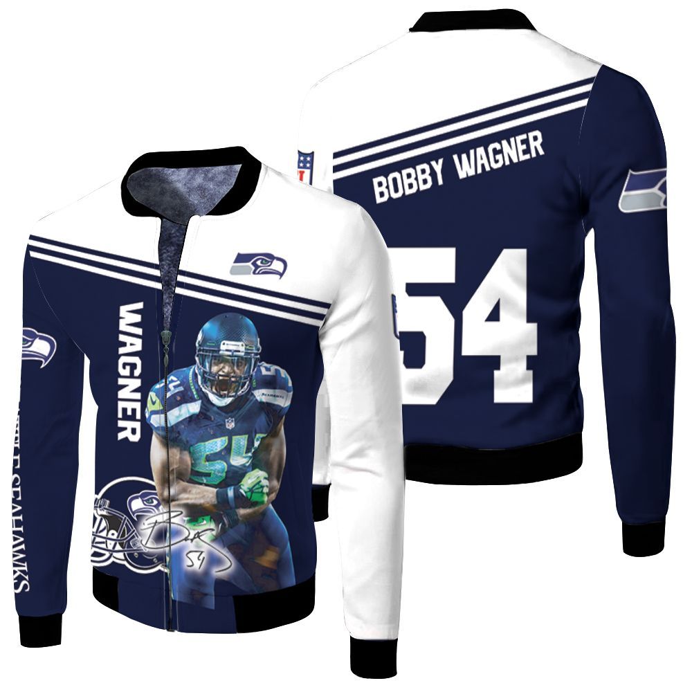 Bobby Wagner Seattle Seahawks 3d Jersey Fleece Bomber Jacket