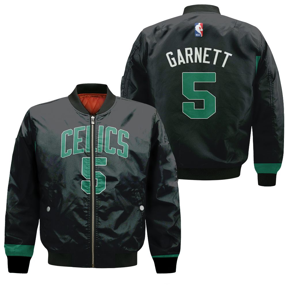 Boston Celtics Kevin Garnett #5 Nba Great Player Black Statement Edition 2019 3d Designed Allover Gift For Boston Fans Bomber Jacket