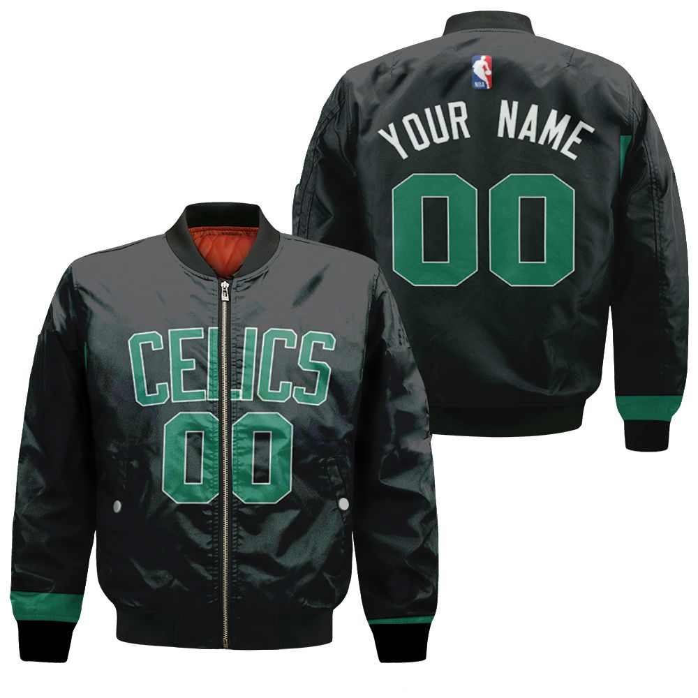 Boston Celtics Nba Basketball Team Logo Black Statement Edition 2019 3d Designed Allover Gift For Boston Fans Bomber Jacket