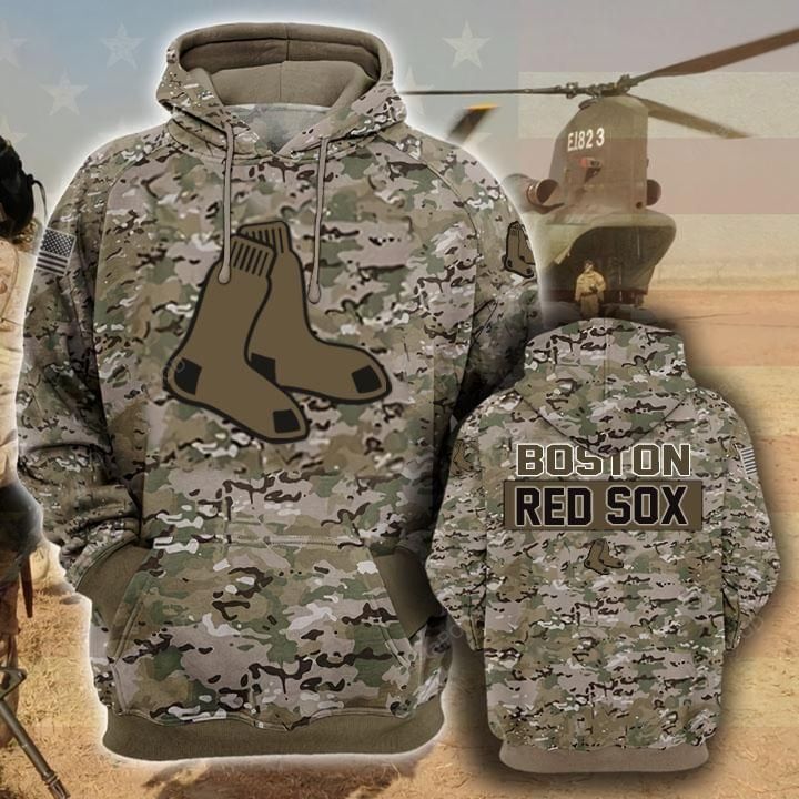 Boston Red Sox Camouflage Veteran 3d Cotton Hoodie