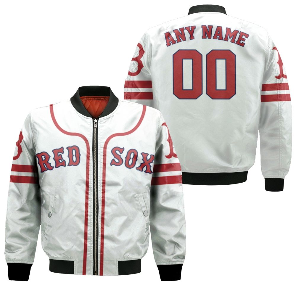 Boston Red Sox Mlb Baseball Team Logo Majestic Player White 2019 3d Designed Allover Custom Gift For Boston Fans Bomber Jacket