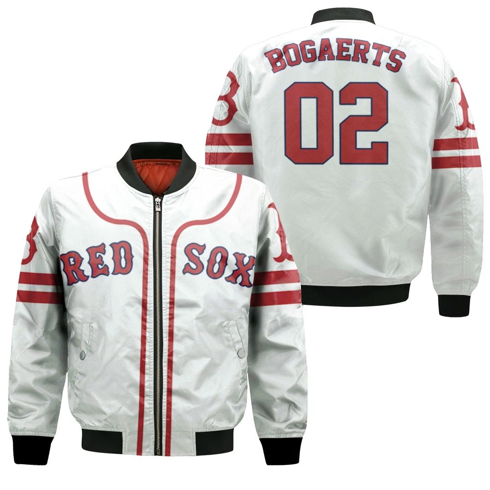 Boston Red Sox Xander Bogaerts #02 Great Player Mlb Baseball Team Logo Majestic Player White 2019 3d Designed Allover Gift For Boston Fans Bomber Jacket