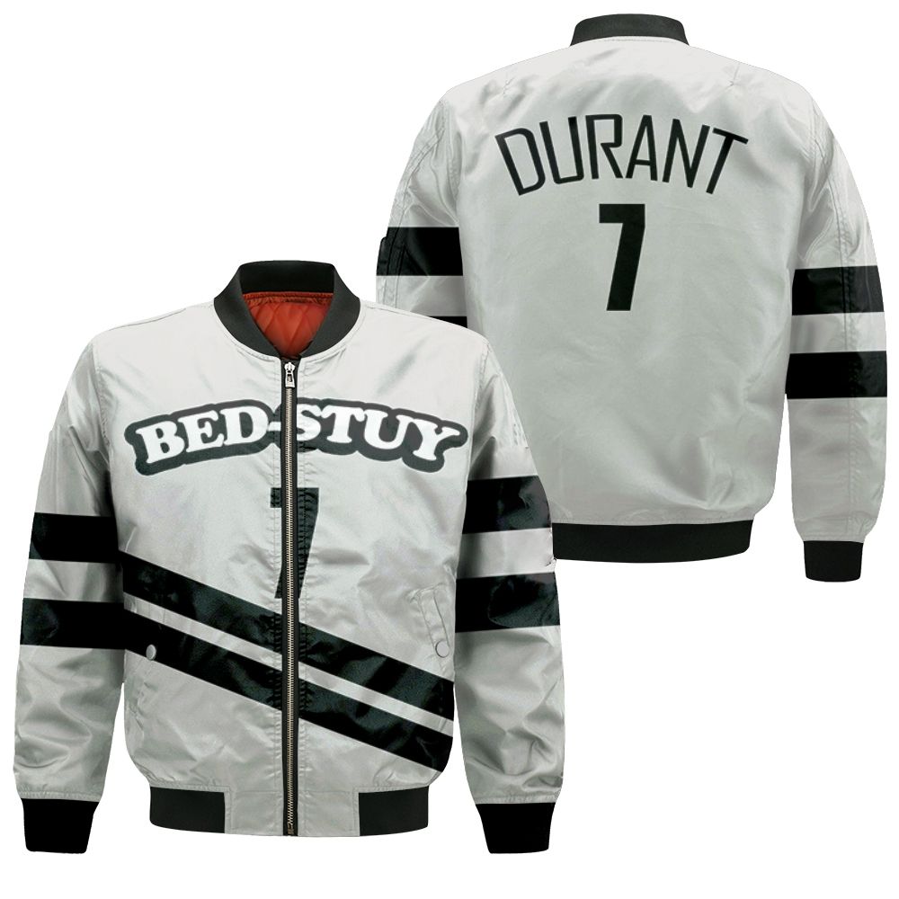 Brooklyn Nets Kevin Durant 7 2020 City Edition White Jersey Bomber Jacket