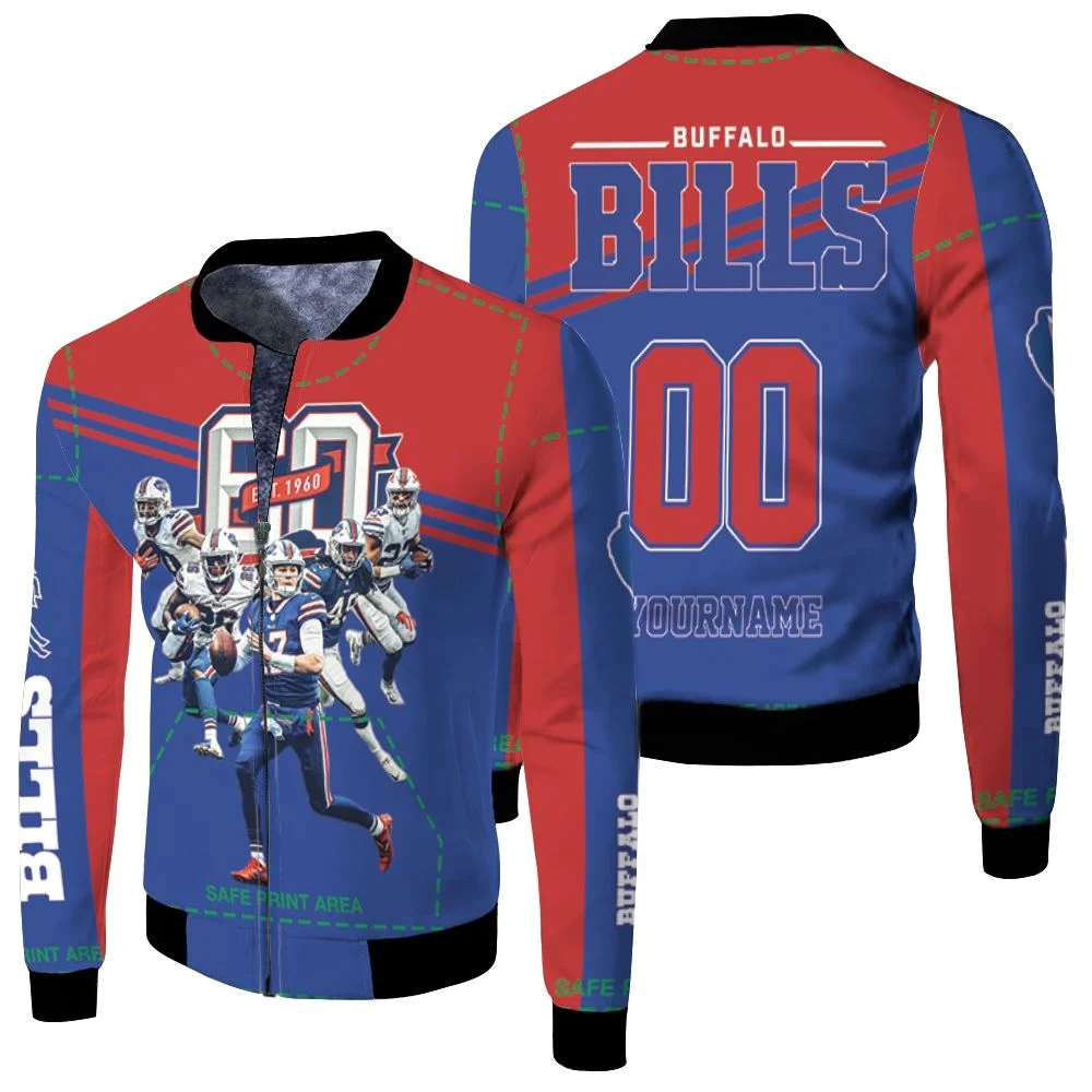 Buffalo Bills 60th Anniversary 2020 Afc East Division Champs Personalized Fleece Bomber Jacket