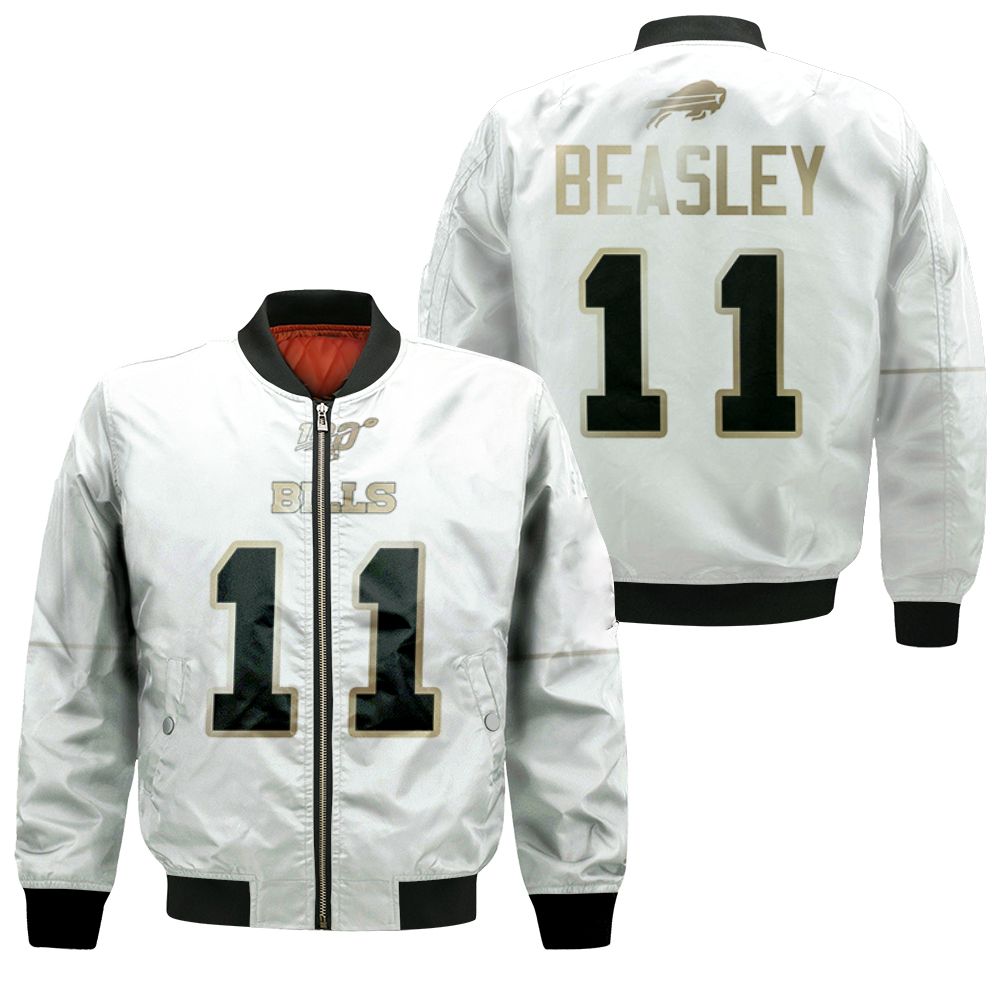 Buffalo Bills Cole Beasley #11 Nfl White 100th Season Golden Edition Jersey Style Gift For Bills Fans Bomber Jacket