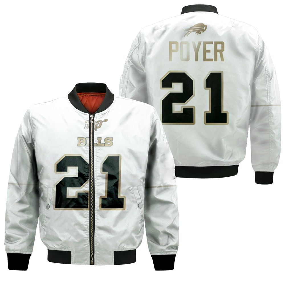 Buffalo Bills Jordan Poyer #21 Nfl White 100th Season Golden Edition Jersey  Style Gift For Bills Fans Bomber Jacket - Teeruto