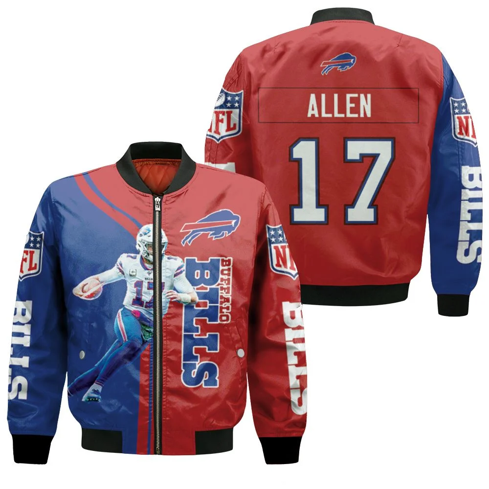 Buffalo Bills Josh Allen #17 Great Player Nfl American Football Red Color  Rush Jersey Style Gift For Bills Fans Bomber Jacket - Teeruto