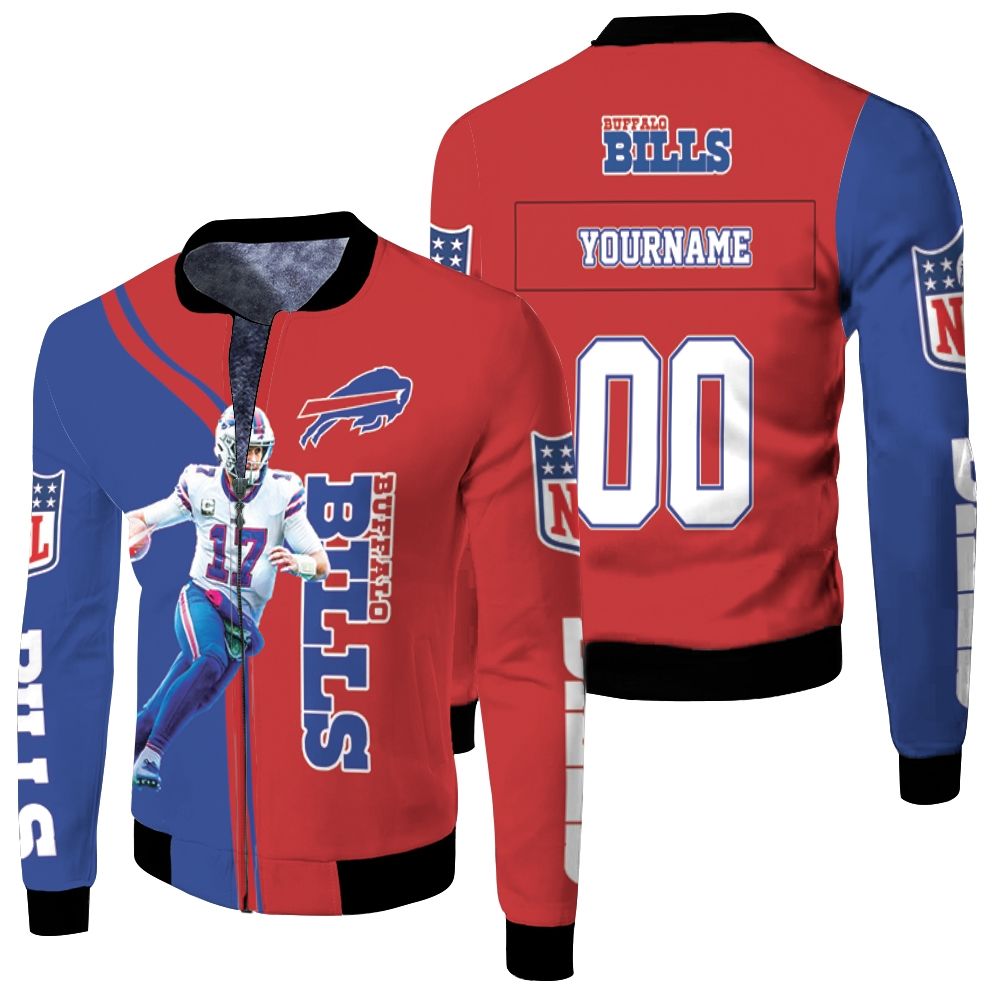 Buffalo Bills Josh Allen 17 Player Buffalo Bills 2020 Nfl Season Personalized Fleece Bomber Jacket