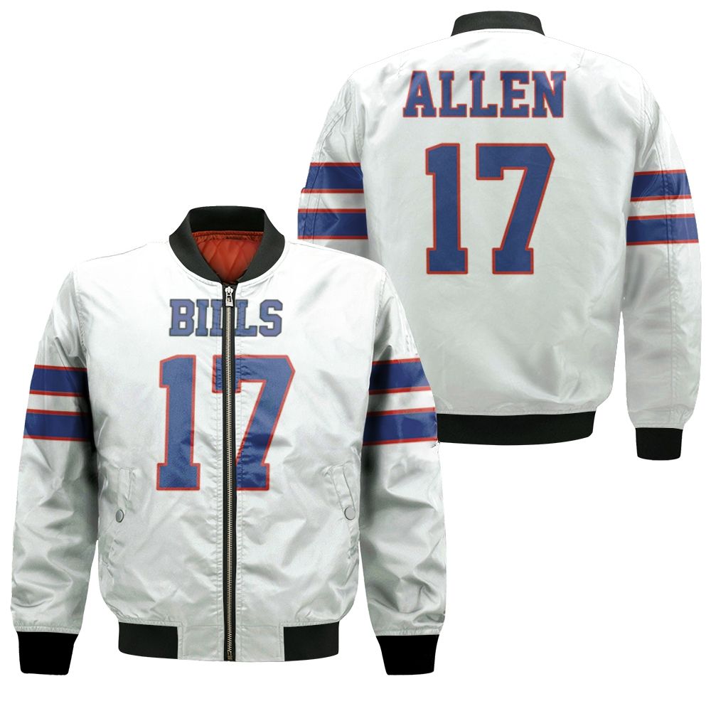 Buffalo Bills Josh Allen Game White Jersey Inspired Style Bomber Jacket