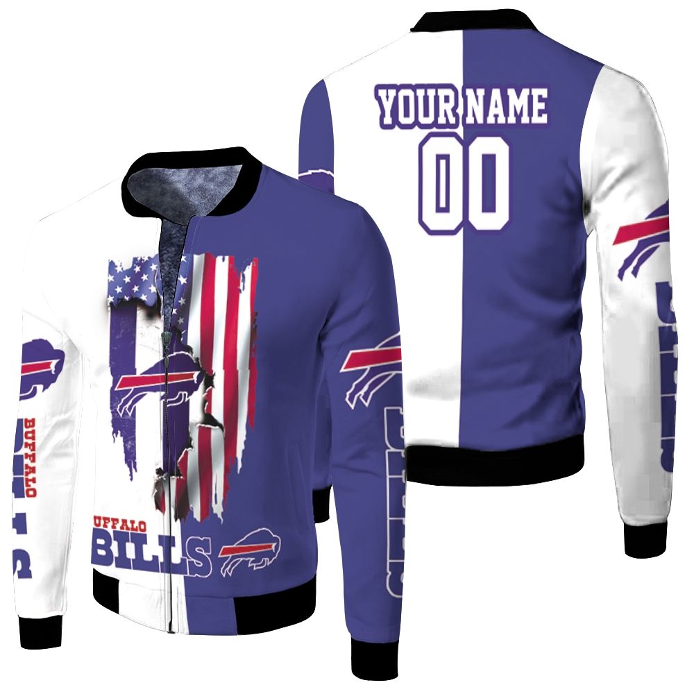 Buffalo Bills Love Under Ripped Flag 2020 Afc East Champions Personalized Fleece Bomber Jacket