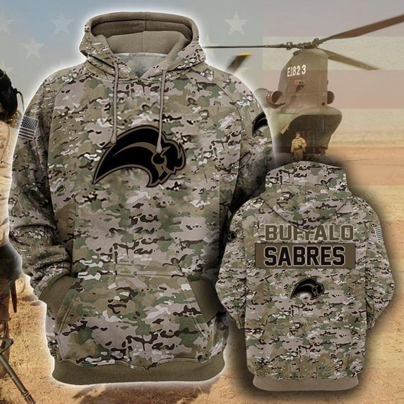 Buffalo Sabres Camouflage Veteran 3d Cotton Hoodie