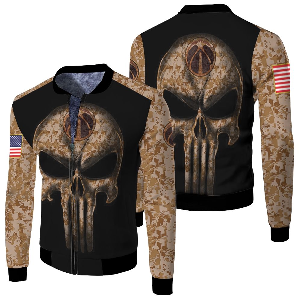 Camouflage Skull Washington Wizards American Flag Fleece Bomber Jacket
