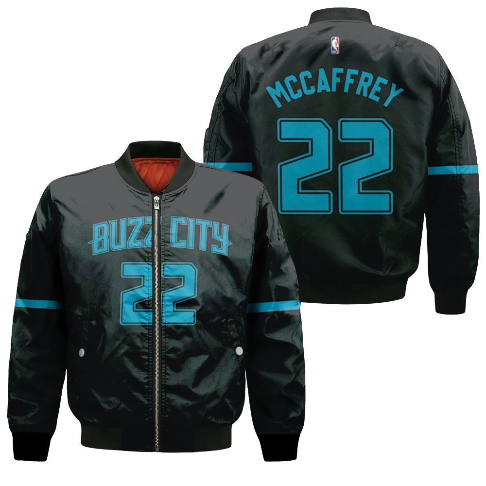Charlotte Hornets Christian Mccaffrey #22 Nba Great Player Jordan Brand City Edition Swingman Black 2019 Jersey Style Gift For Hornets Fans Bomber Jacket