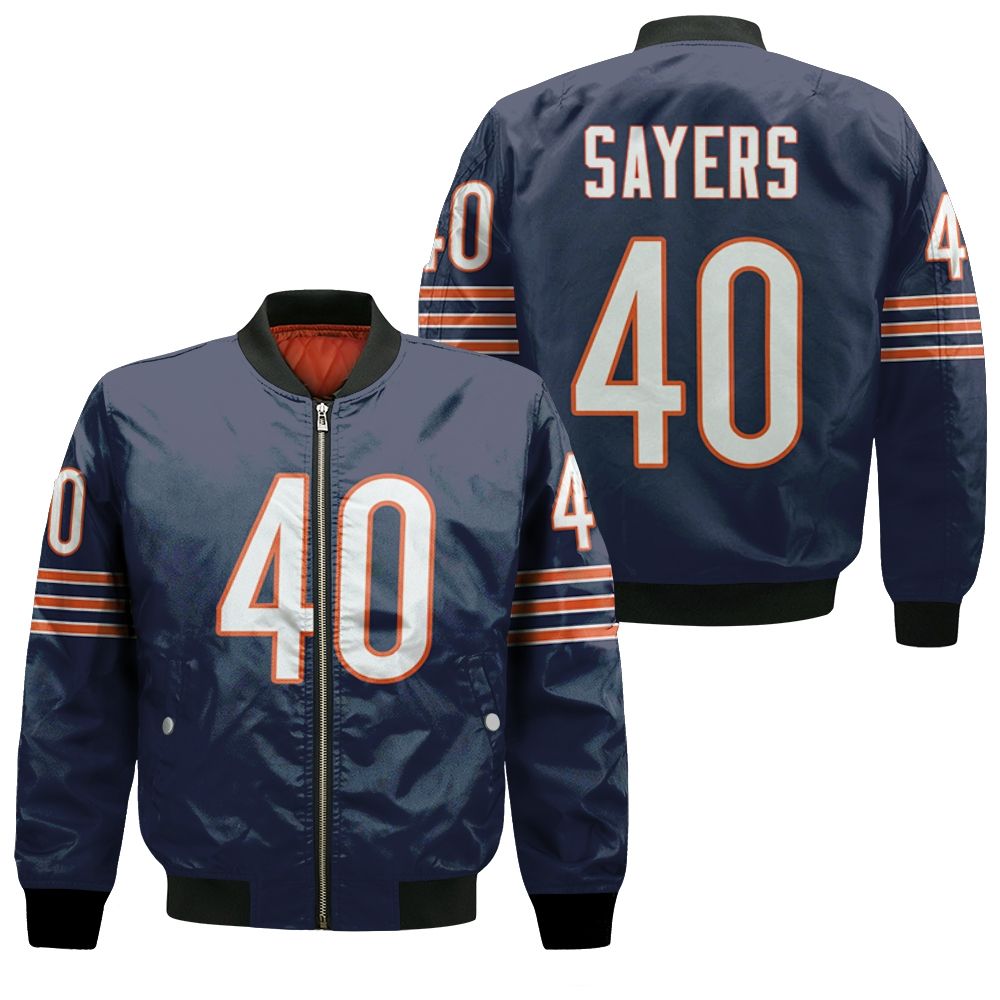 Chicago Bears Gale Sayers #40 Nfl American Football Legacy Vintage Navy 3d Designed Allover Gift For Bears Fans Bomber Jacket