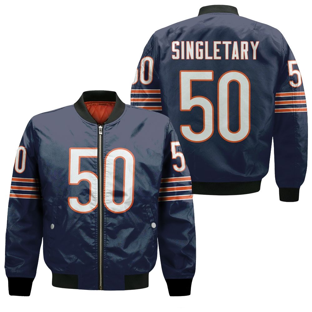 Chicago Bears Mike Singletary #50 Great Player Nfl American Football Team Legacy Vintage Navy 3d Designed Allover Gift For Bears Fans Bomber Jacket