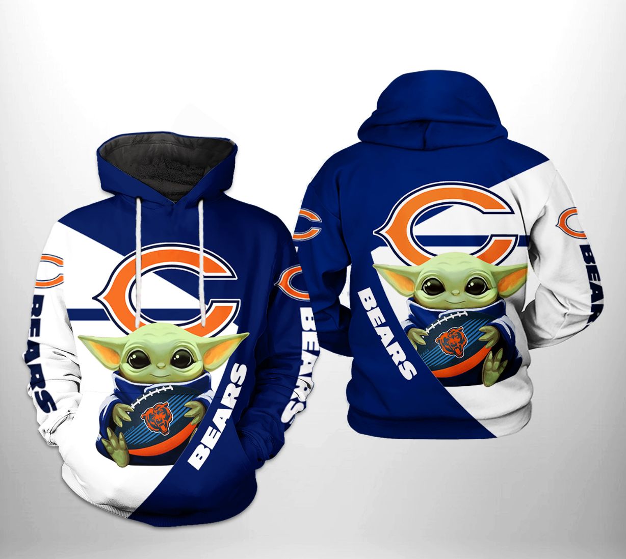 Chicago Bears NFL Baby Yoda Team 3D Printed Hoodie - Teeruto