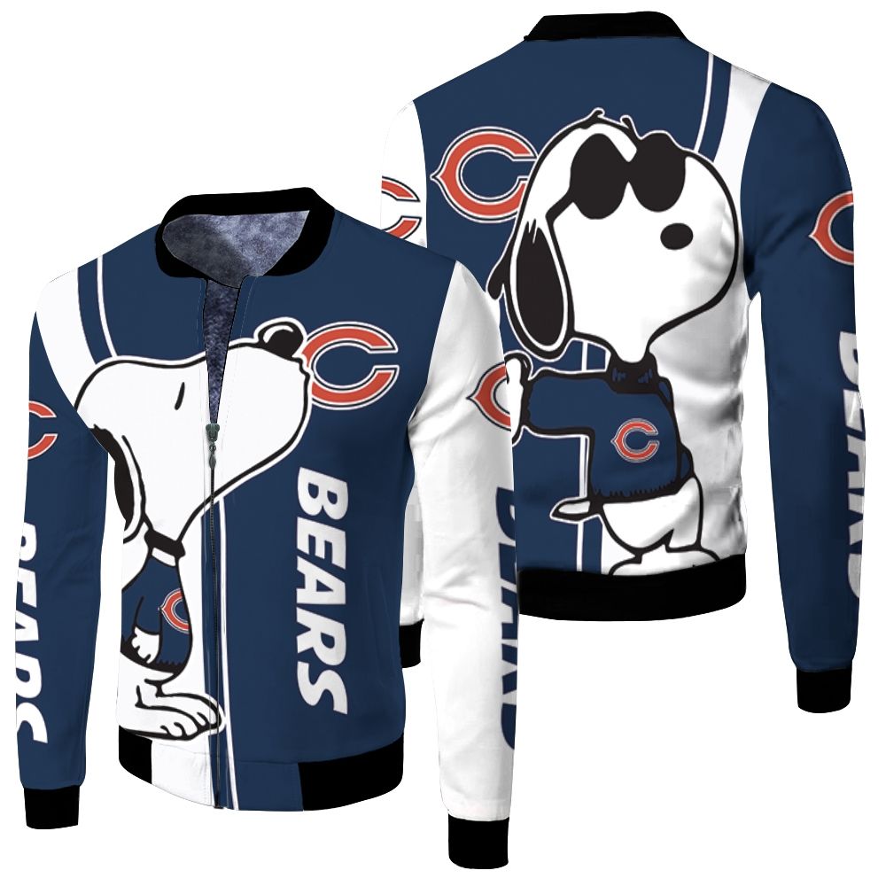 Chicago Bears Snoopy Lover 3d Printed Fleece Bomber Jacket