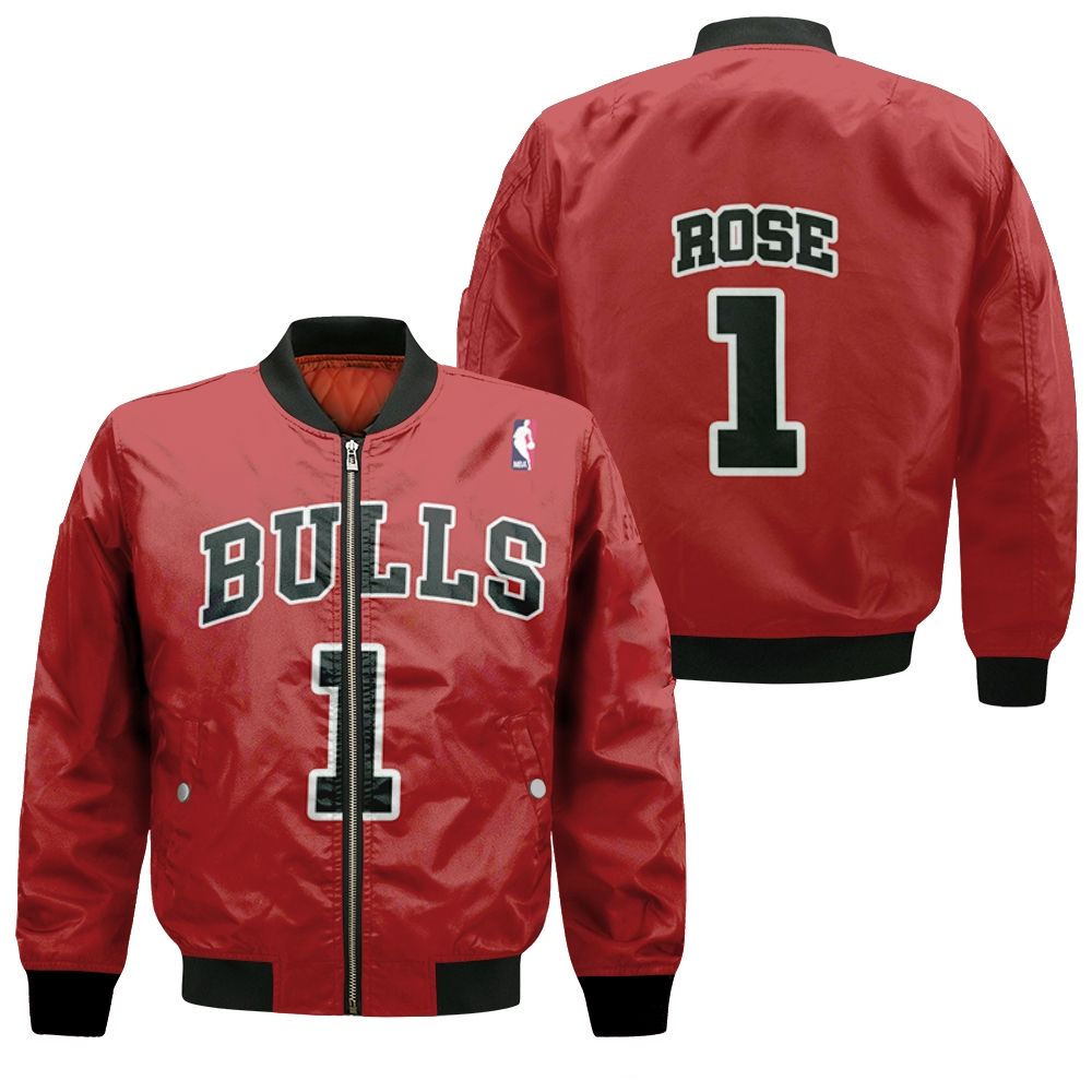 Chicago Bulls Derrick Rose #1 Nba Great Player Throwback Red Jersey Style Gift For Bulls Fans Bomber Jacket