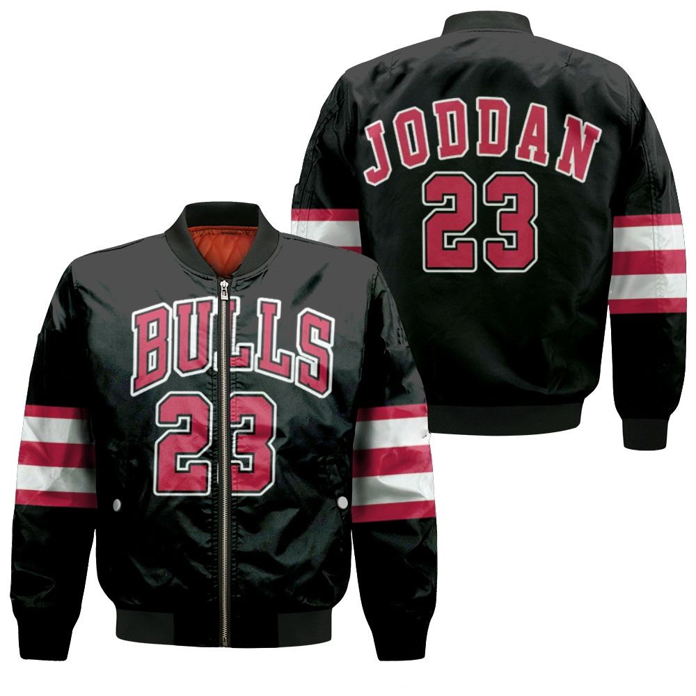 Chicago Bulls Michael Jordan 23 Nba Throwback Black Jersey Bomber Jacket