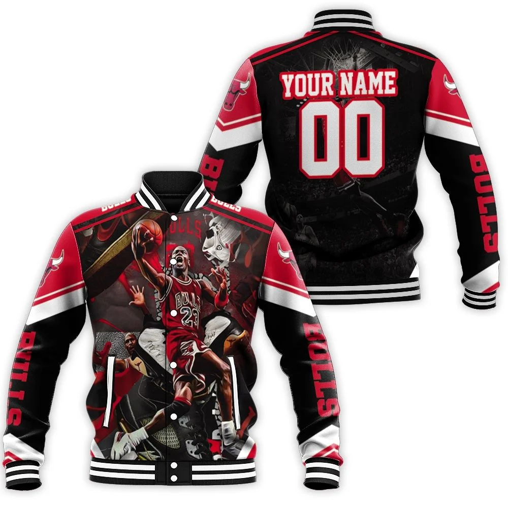 Chicago Bulls Michael Jordan Legendary Slam Dunk Personalized Baseball Jacket
