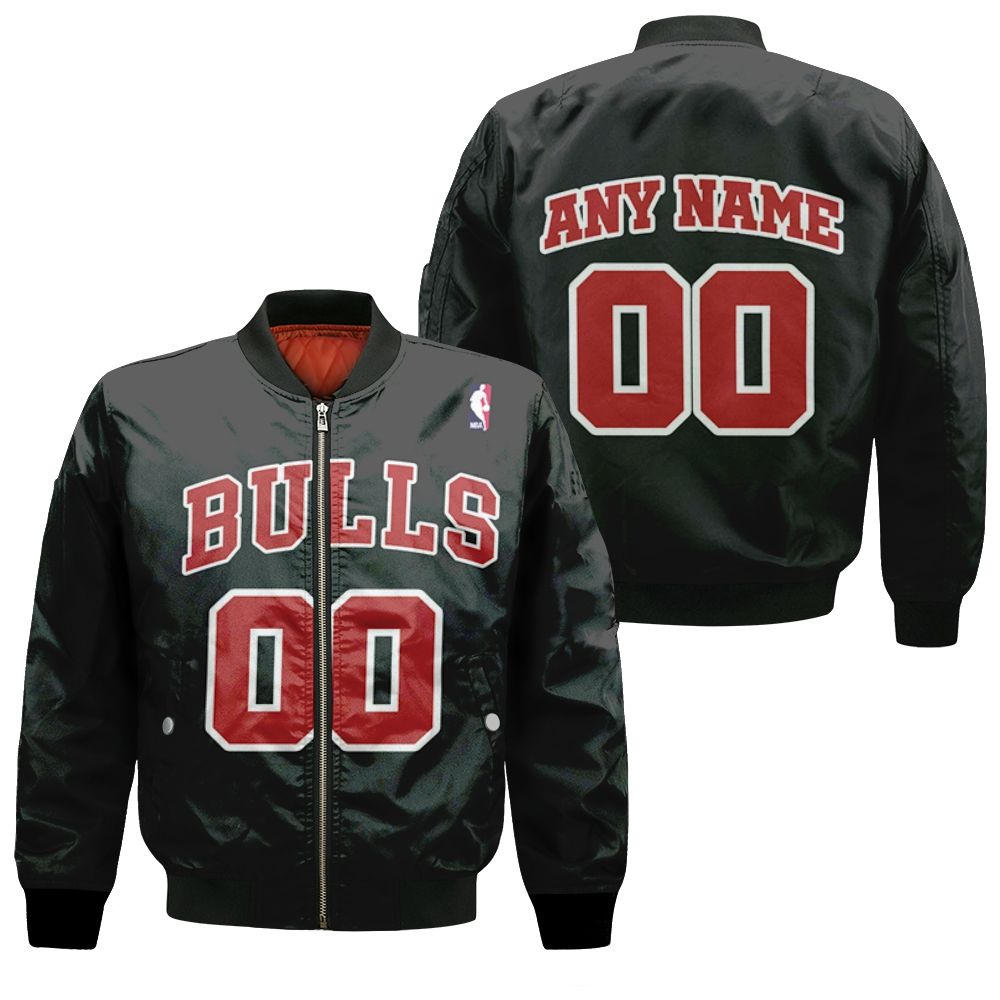 Chicago Bulls Nba Basketball Team Throwback Black Jersey Style Custom Gift For Bulls Fans Bomber Jacket