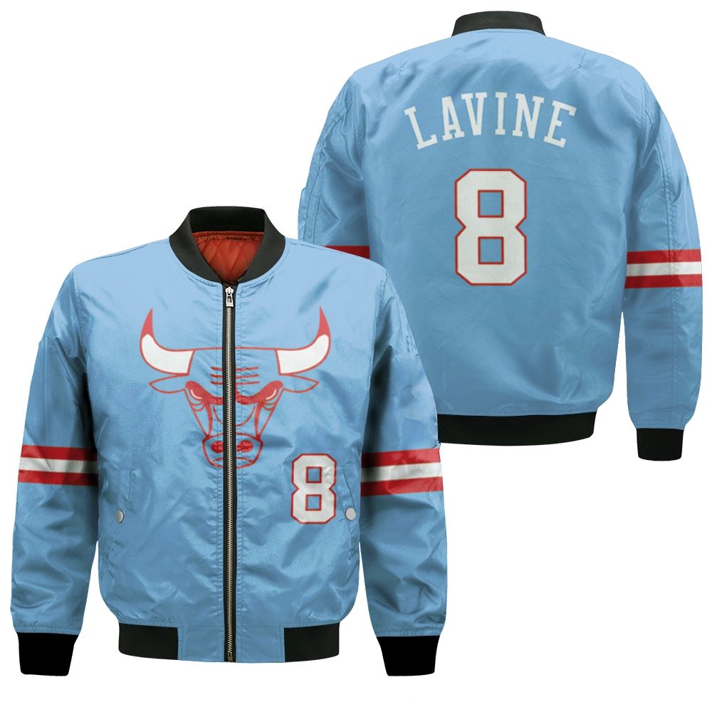 Chicago Bulls Zach Lavine 8 2020 City Edition Blue Jersey Inspired Bomber Jacket