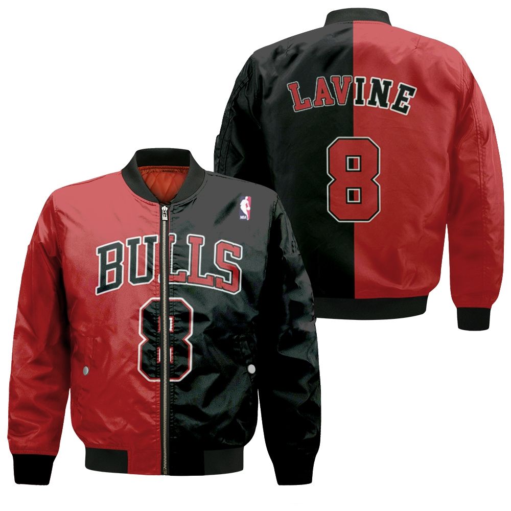 Chicago Bulls Zach Lavine #8 Nba Great Player Throwback Red Black Jersey Style Gift For Bulls Fans Bomber Jacket