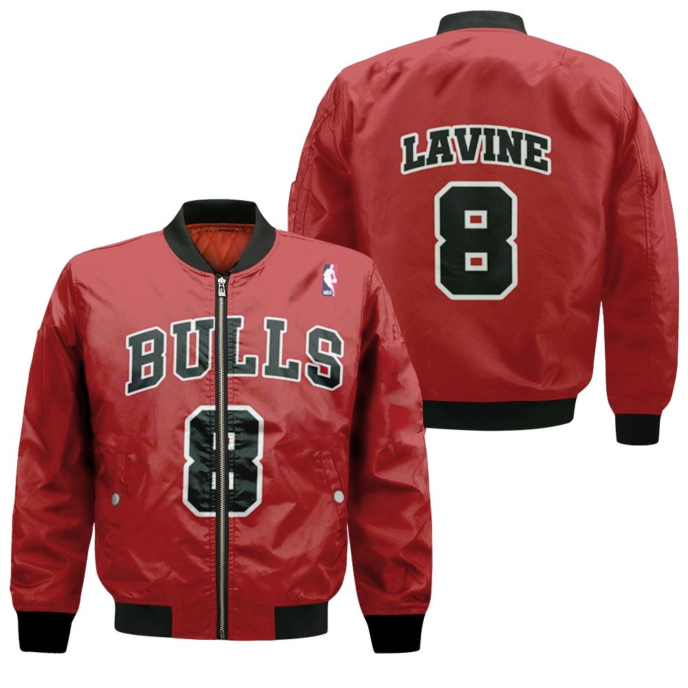 Chicago Bulls Zach Lavine #8 Nba Great Player Throwback Red Jersey Style Gift For Bulls Fans Bomber Jacket