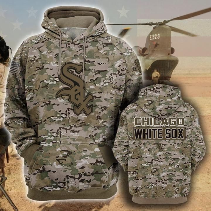 Chicago White Sox Camouflage Veteran 3d Cotton Hoodie