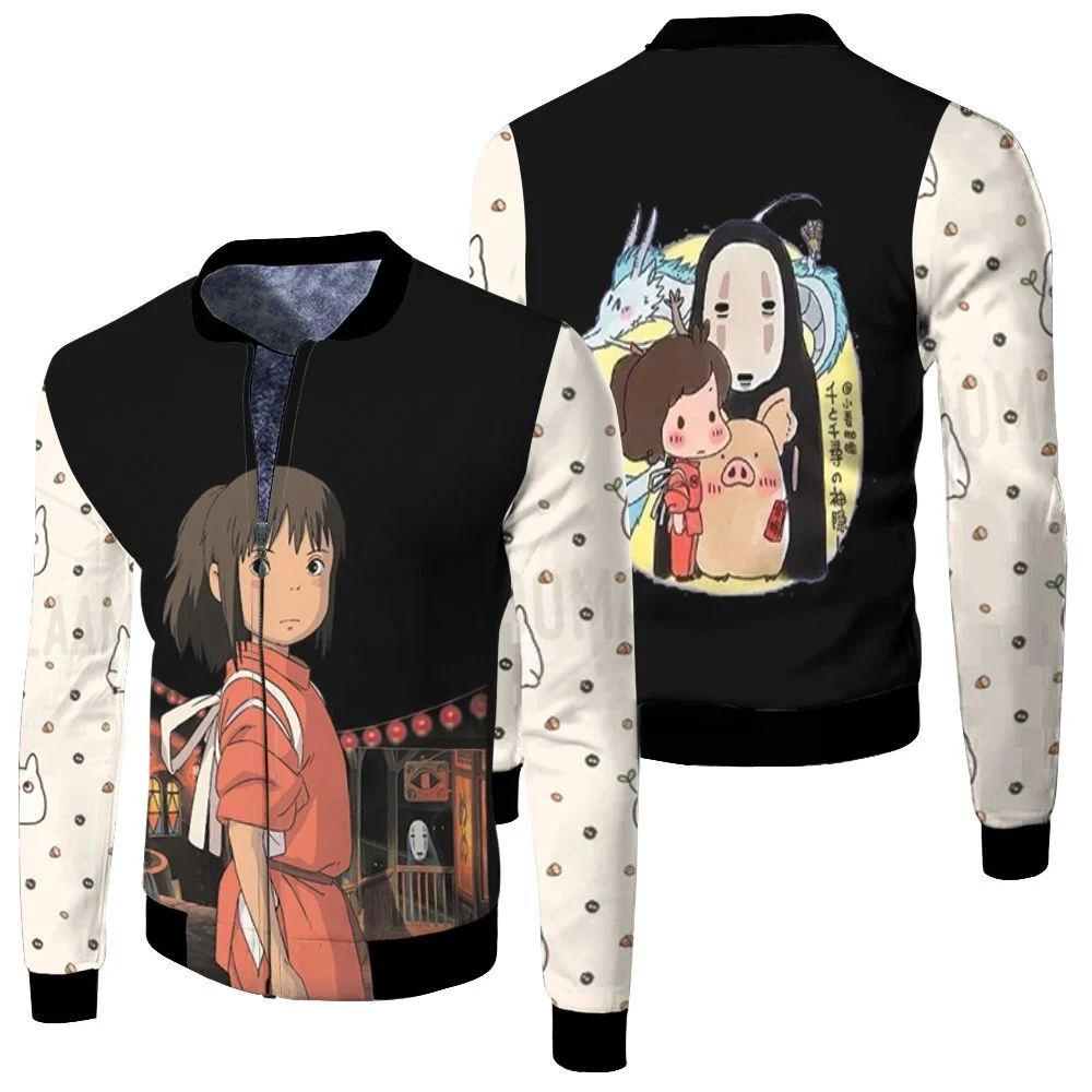 Chihiro Ogino Studio Ghibli No Face For Anime Fan Fleece Bomber Jacket
