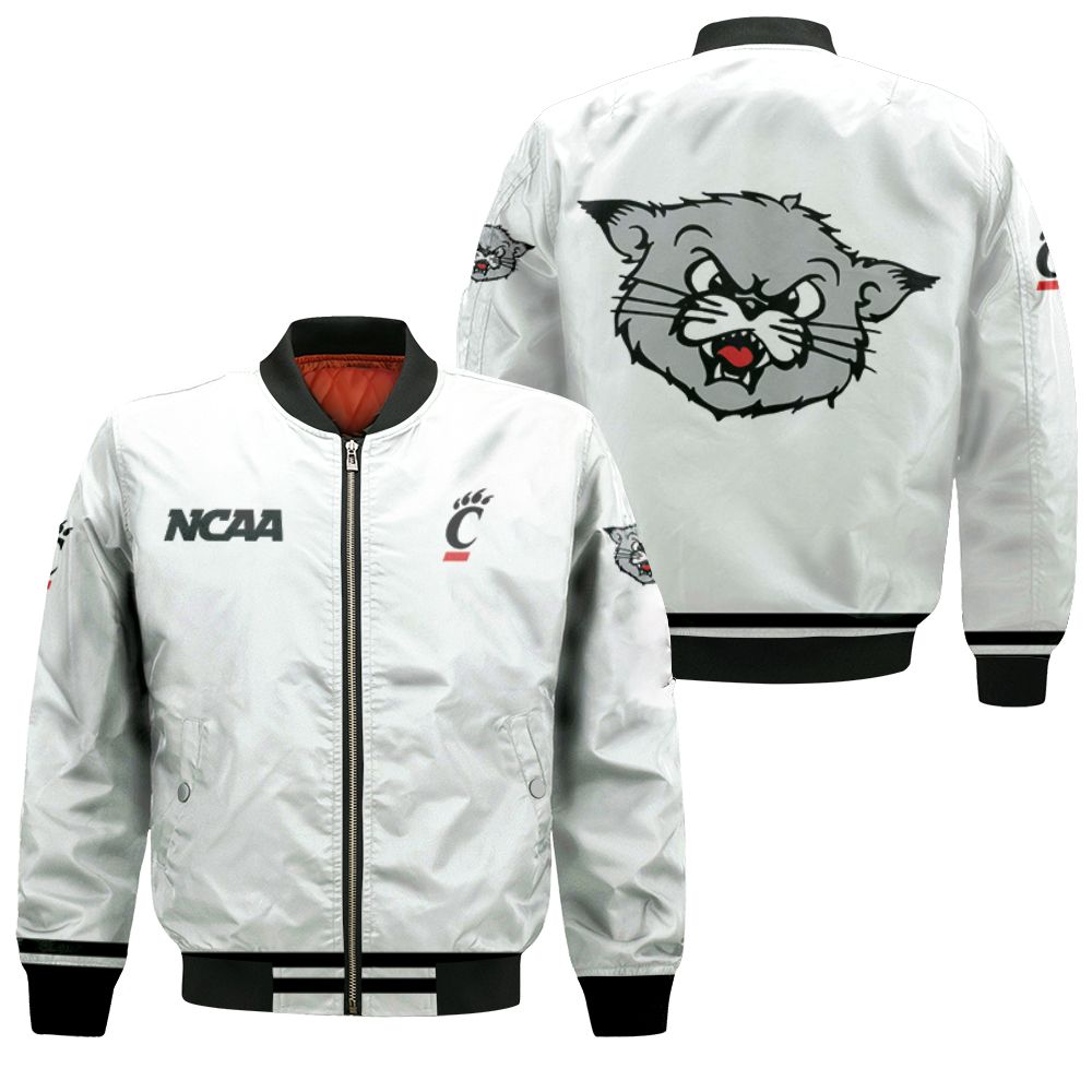 Cincinnati Bearcats Ncaa Classic White With Mascot Logo Gift For Cincinnati Bearcats Fans Bomber Jacket
