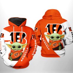 Cincinnati Bengals NFL Baby Yoda Team 3D Printed Hoodie