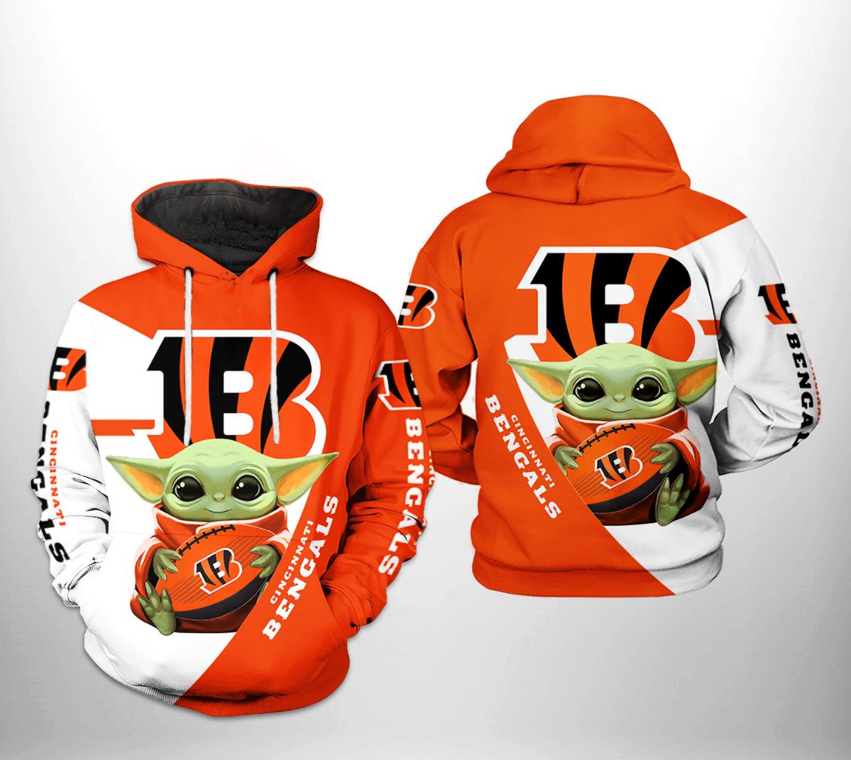 Cincinnati Bengals NFL Baby Yoda Team 3D Printed Hoodie